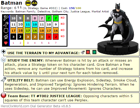 JL Strategy Batman HeroClix Dial