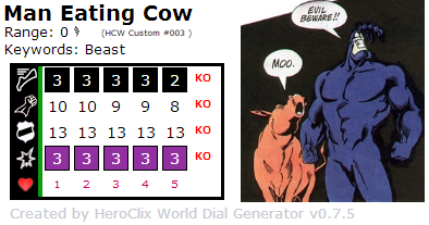 HeroClix Clix Craves The Tick Man Eating Cow Dial