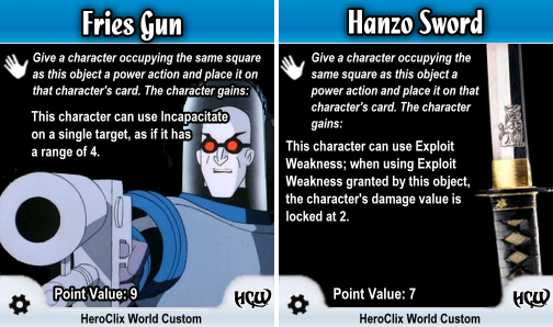 HeroClix Special Objects Fries Gun Hanzo Sword